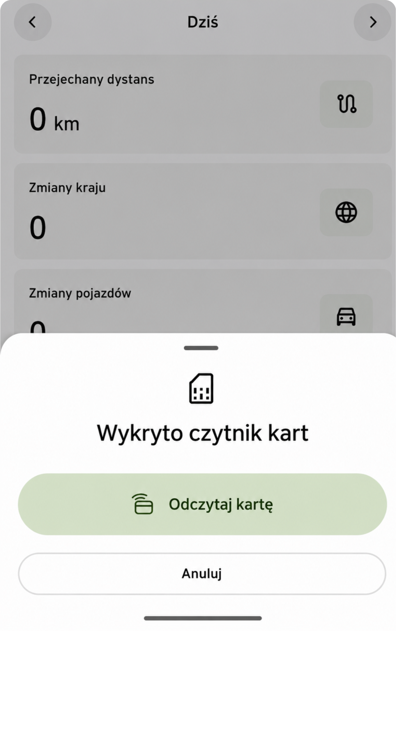Wykryto czytnik kart kierowcy w aplikacji MT Tacho